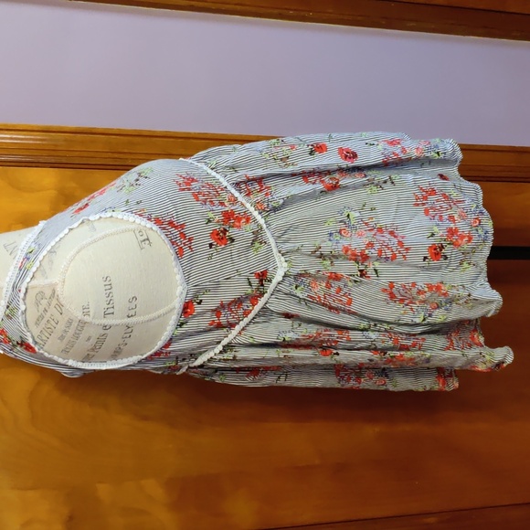 Staccato Striped Floral Peplum Tunic Top Sz M - Picture 3 of 5